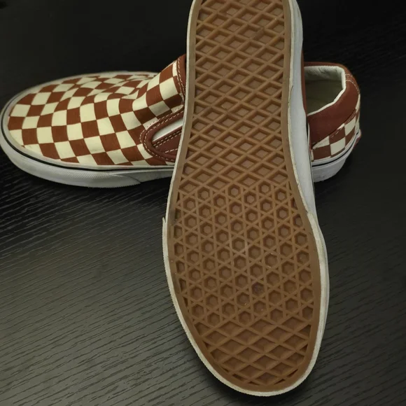 Vans Rust/Brown Checkerboard Slip-Ons - Picture 11 of 14